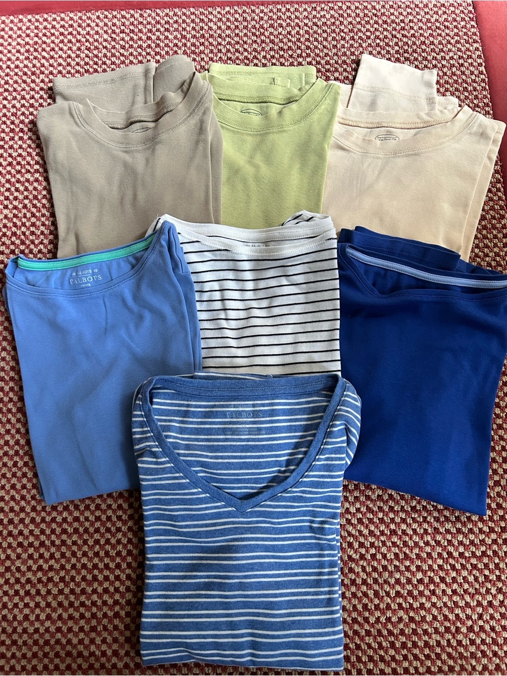 Talbots Women’s Long and 3/4 length Sleeve Tee - Blue Stripe & Solid Options